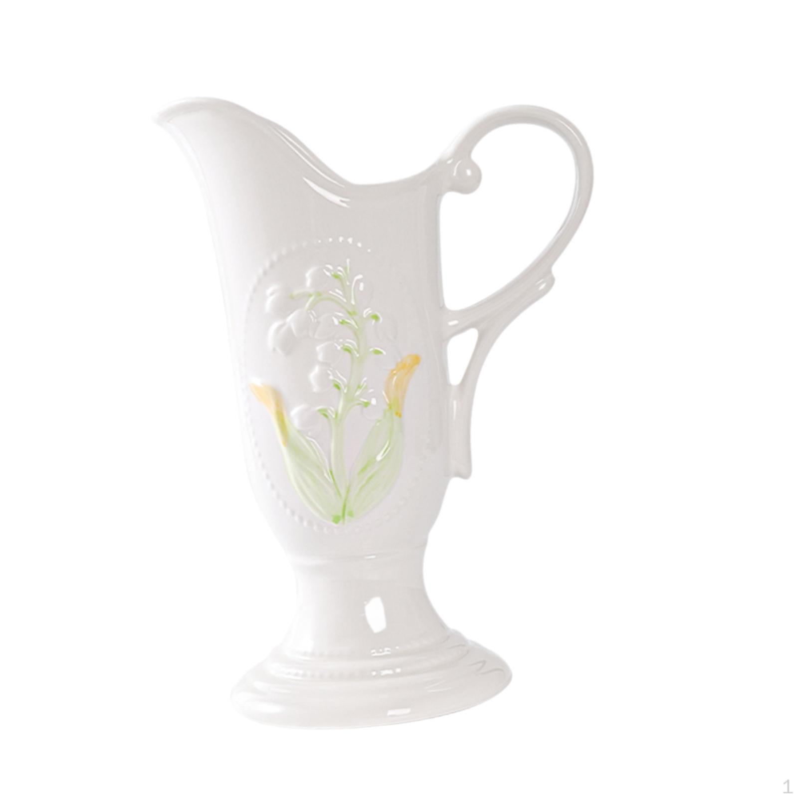 

Керамический кувшин-ваза с ручкой, настольное украшение, домашний декор, молочник для офиса, кофе