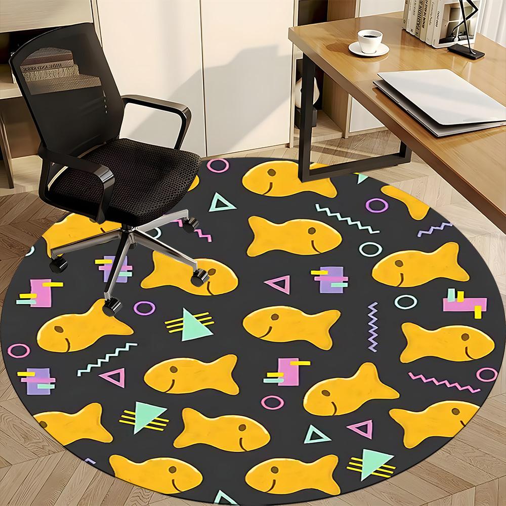1PC Goldfish Biscuit Shapes Office Round Area Rug, Mat Suitable For Office, Under Office Chairs Bedroom Living Room Home Decor, Room Deco