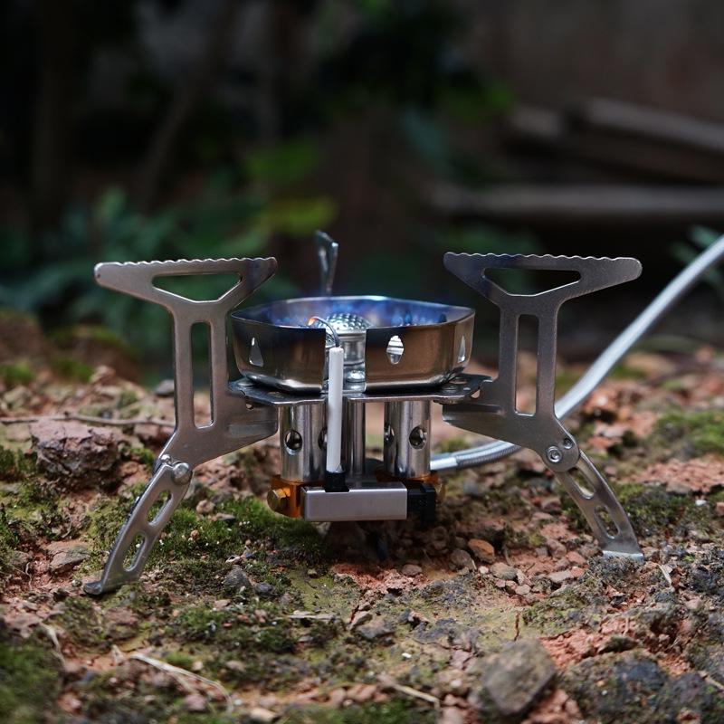 Menghuo Windproof Portable Three-Burner Camping Stove for Outdoor and Self-Driving Adventures