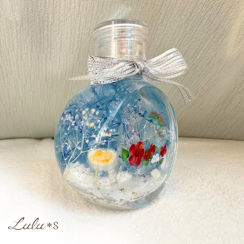 Herbarium Tit and Hibiscus Preserved Flowers Dried Flowers Summer Interior Decor Cool and Relaxing Glass Bottle Tropical Style Summer Gift Birthday