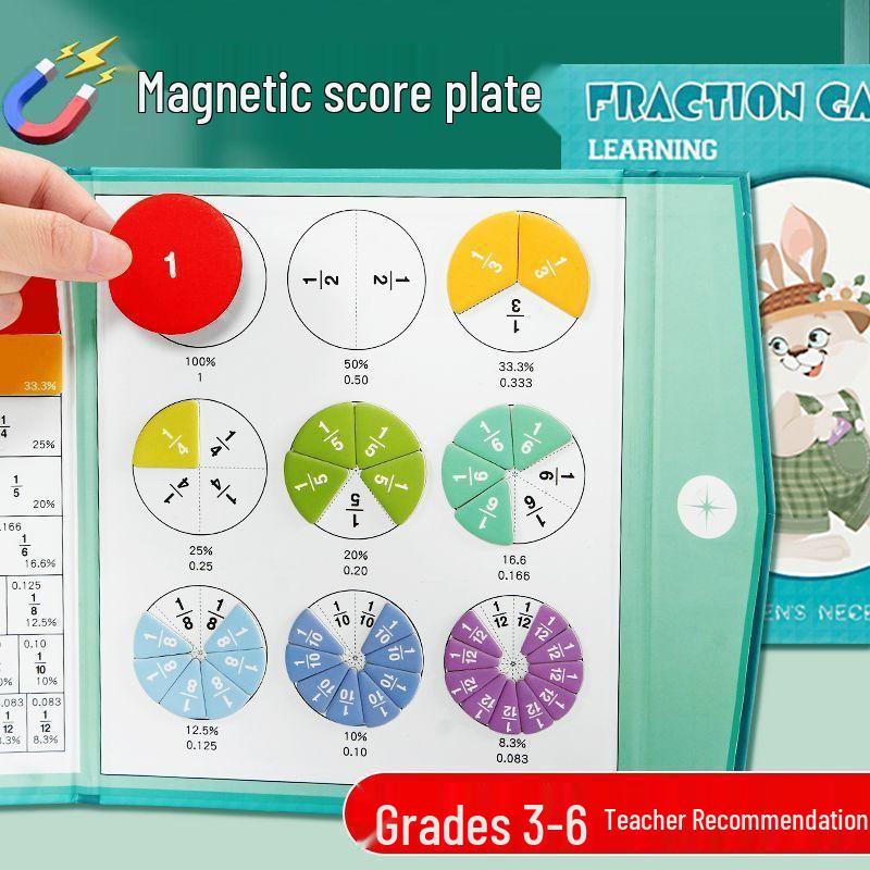 Magnetic Fraction Learning Board: 3rd Grade Math Aid for Teaching Numerators, Denominators, Addition, and Subtraction