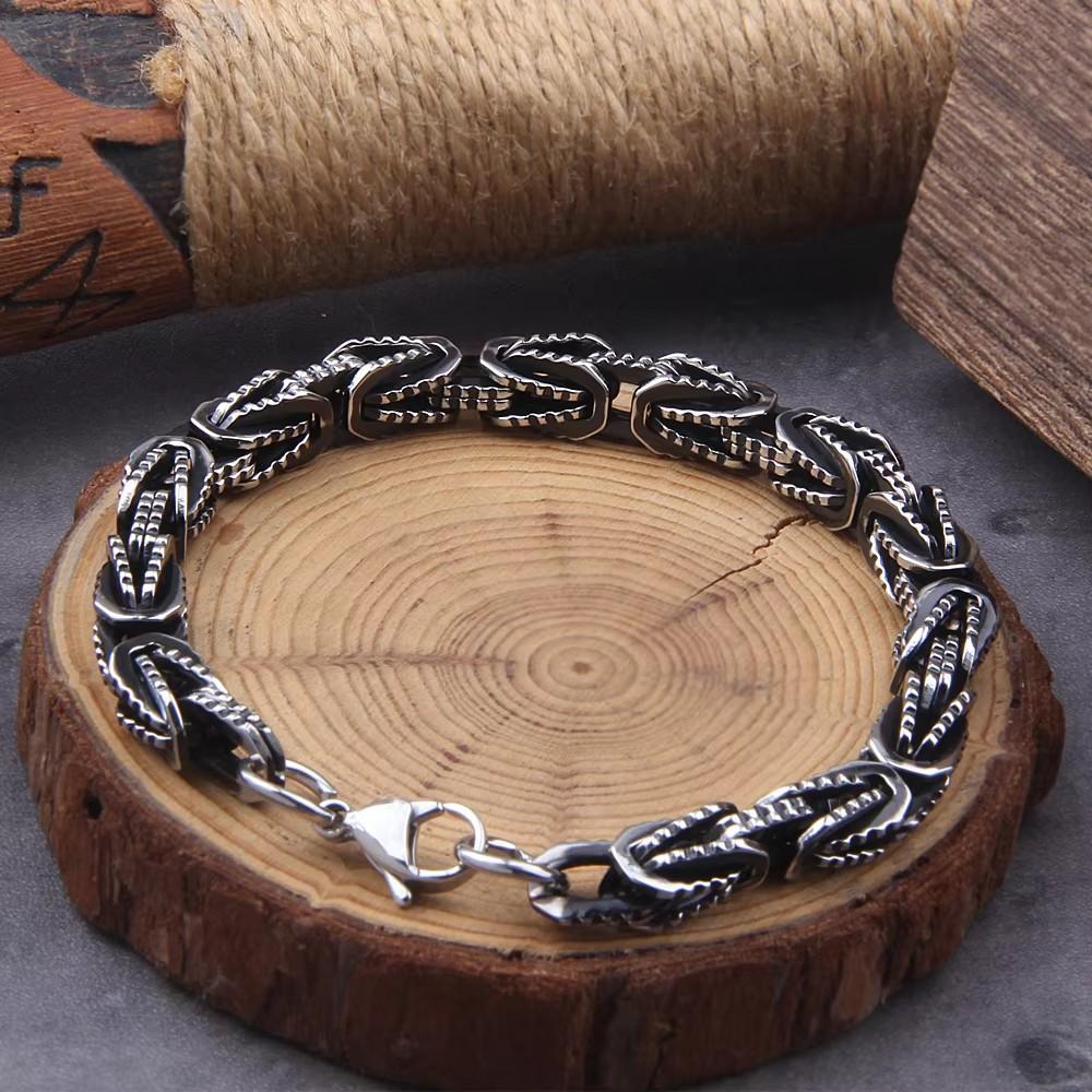 Vikings Jewelry Personalized Pattern Chain Bracelet Men's Thick Section Boy Hip-hop Street Hipster Fashion Jewelry with Wood Box