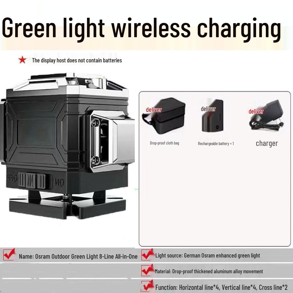 New Anping 12-Line High-Precision Green Laser Level with Wall-Hugging Infrared for Outdoor Use