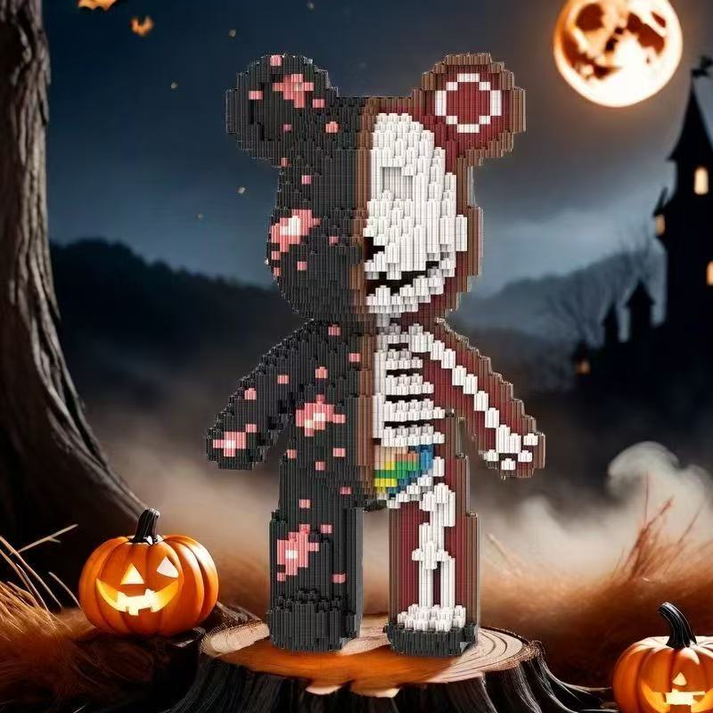 Нетоксичный 5828 деталей Счастливый Медведь-Череп Модель Строительных Блоков Креативный Декор Праздничный Подарок