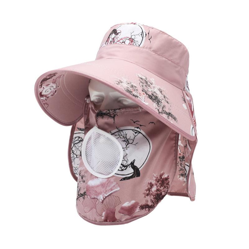

Летняя шляпа от солнца для занятий спортом на открытом воздухе, съемный купол-солнцезащитный козырек, кепка в пасторальном стиле, чай розовый