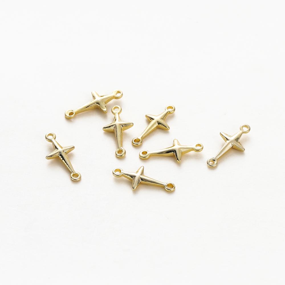 20 Stück 14K 18K Goldfarben Beschichtetes Messing Mini Sterne Herz Anhänger Für Schmuckherstellung Handgemacht DIY Ohrring Charms Finding Component