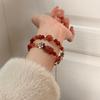 Handmade Red Agate Flower Quartz Double Wrap Bracelet Women Vintage Chinese Style Fashion Jewelry