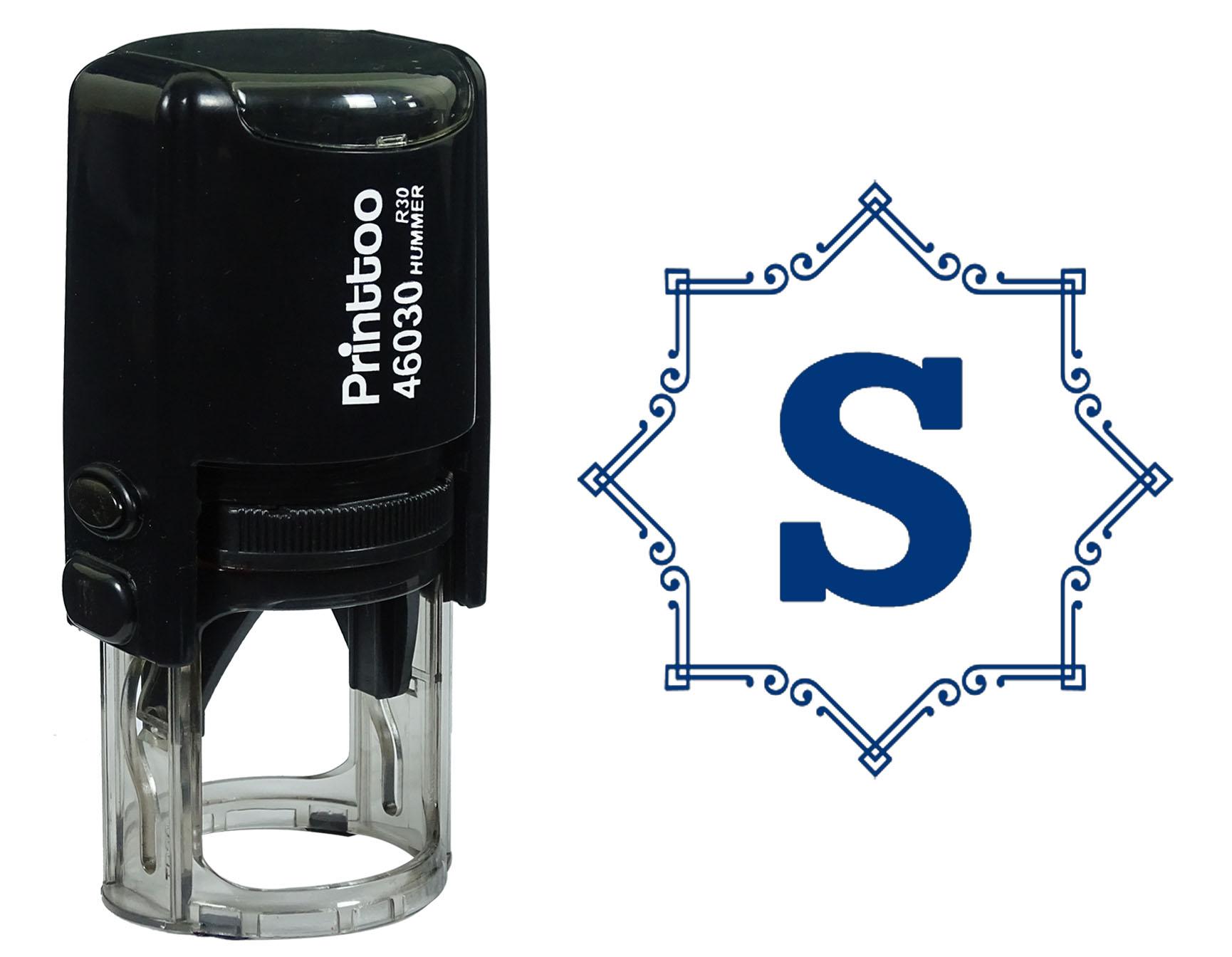 

Printtoo Восьмикутник Кельтський Вихор Рамка Алфавіт S Монограма Самонабірний Гумовий Штамп Офіс 30 mm Diameter (Approx) синій