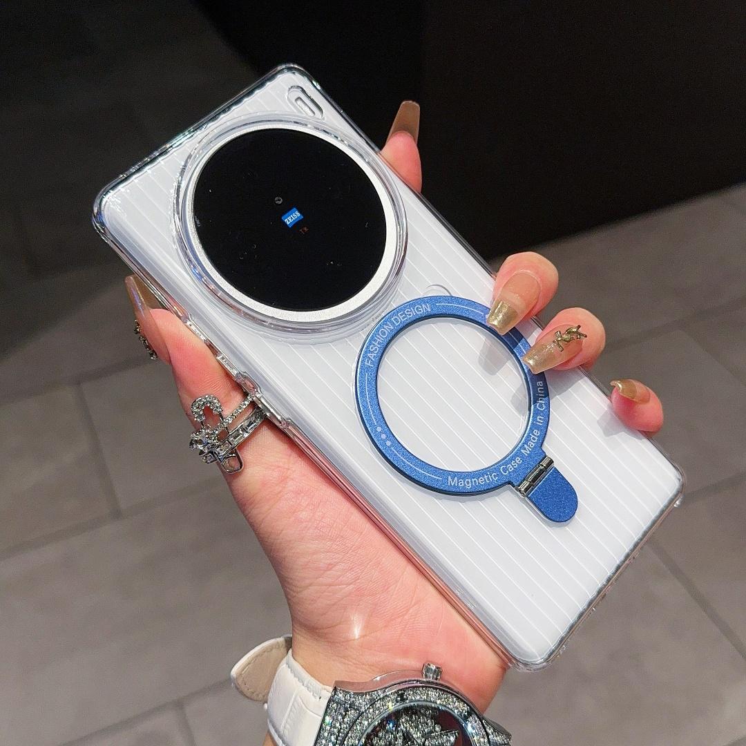

Для Vivo X100 Ultra X200 Pro Mini X200S X100S Чехол Магнитный Ремешок Ряды Прозрачный Узор Держатель Кольцо Модный Чехол для Мобильного Телефона vivo X200