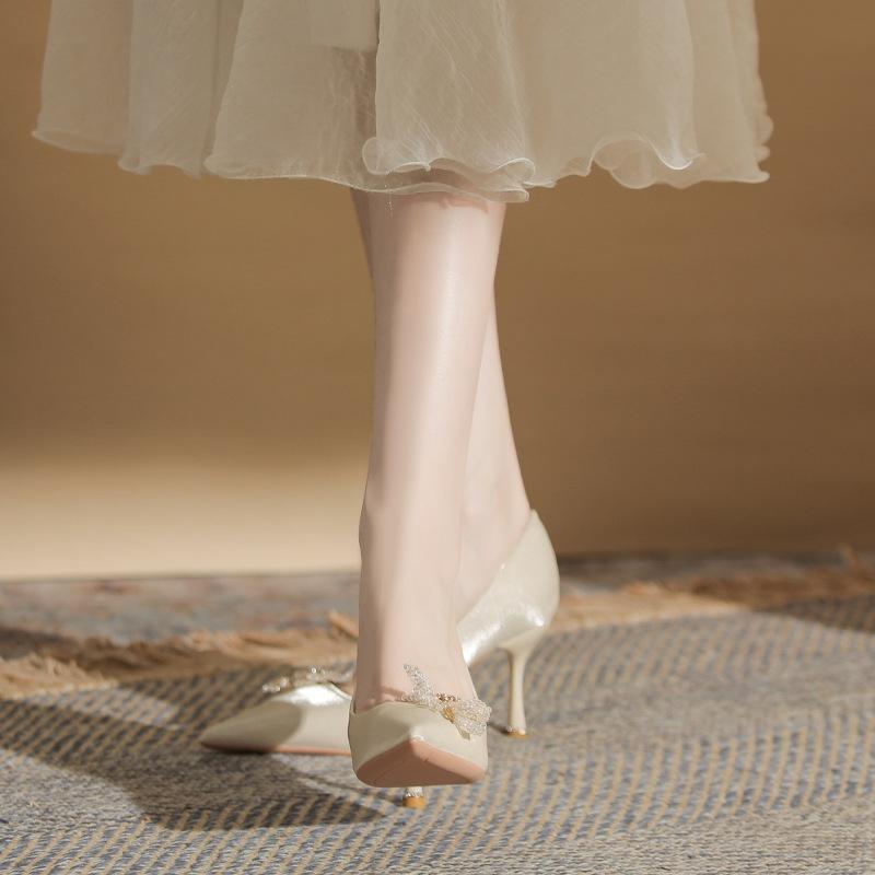Woman 2026 Trend Luxury Pumps Pointed toe Party Ladies Shoes High Heels White Wedding Shoes Rhinestone Women's Shoes