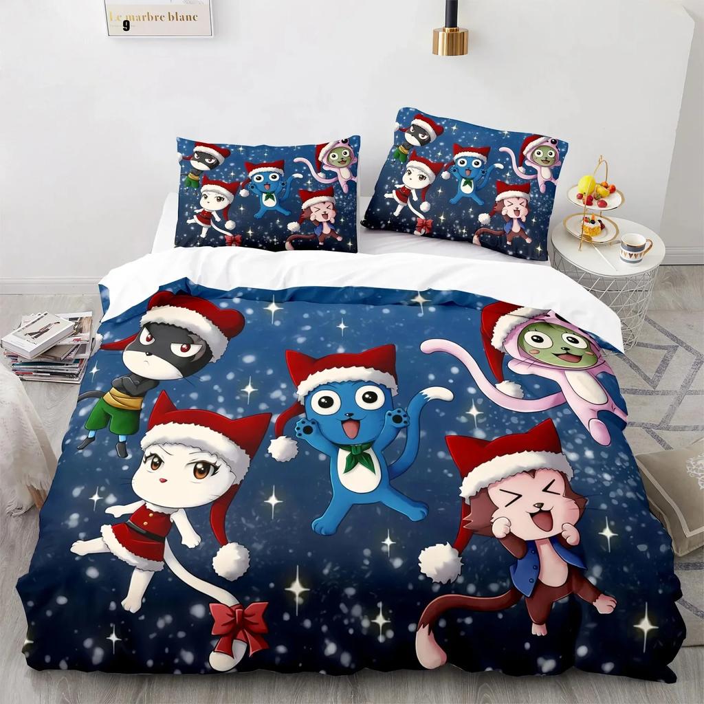 Comforter New Fairy Tail Bedding Set Japanese Anime Printed Bed Set With Bed Soft Queen King Size Bedclothes Home