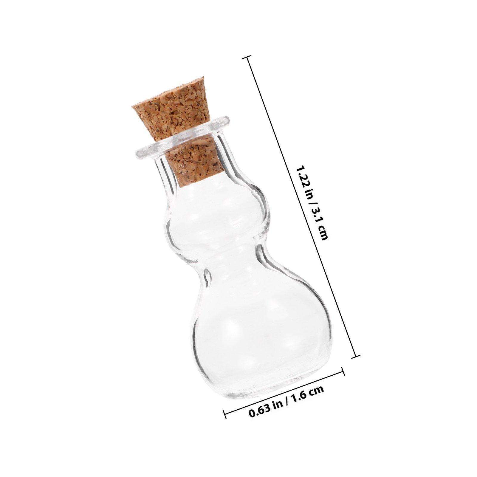 

3pcs Wishing Bottles Clear Corked Drift Bottle Glass Corked Diy Bottle For Perfume Storage Jar Gourd Shape Decor
