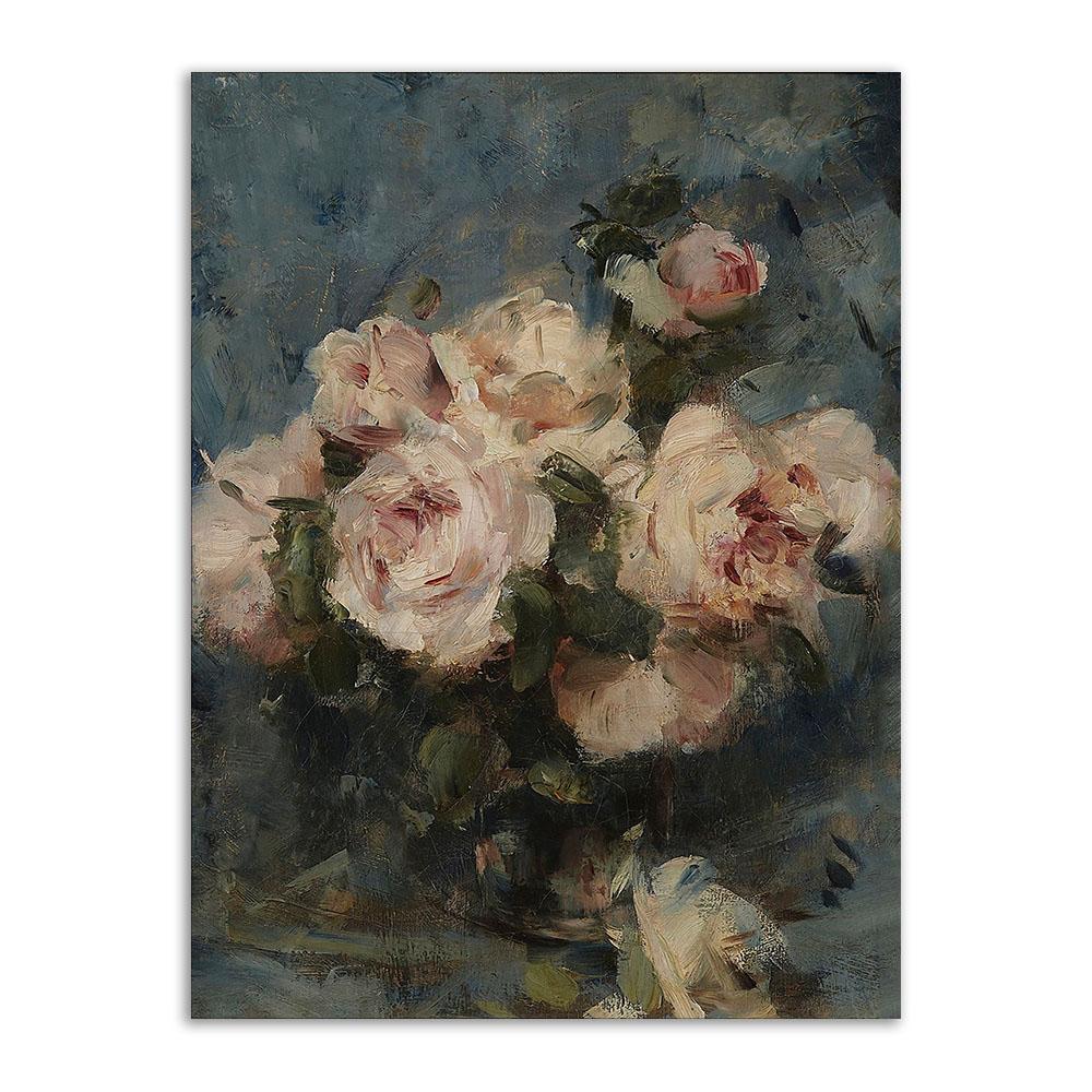 

Винтажная картина на холсте, настенный постер и принты, картина с розами, угрюмая цветочная настенная живопись, скандинавская французская живопись, украшение, картина 40x50cm No Frame