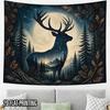 2D Flat, 2D Flat Print 1pc Tapestry Moonlit Deer Forest Tapestry Serene Nightly Home Decor Tapestry for Bedroom Living Room Decor, Vintage Artistic Ac