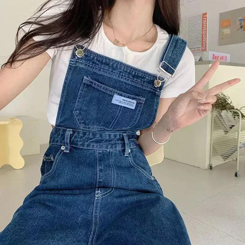 Blue Jumpsuits Jeans Women Straight Fashion Casual Wide Leg Pants Streetwear High Waist Vintage Female Harajuku Y2K Trousers