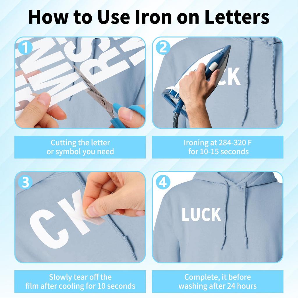 5 Sheets Iron On Letters and Numbers Heat Transfer Letters A-Z PU Alphabets Sticker for Clothing T-Shirt Printing DIY Craft