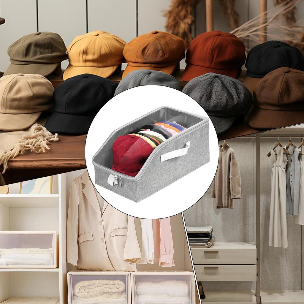 Hattorganisatör för basebollkepsar Stapelbar Stor Låda med Genomskinligt Fönsterlock Kepsförvaringsorganisatör för Hem Klädlådor