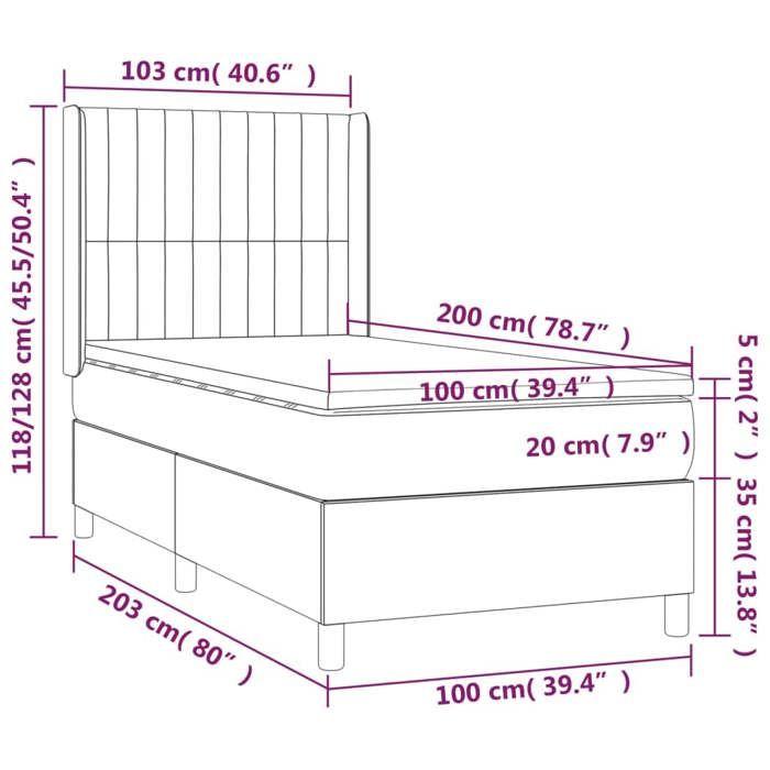 VidaXL Sommier à Lattes de Lit avec Matelas et LED, Lit Rembourré, Lit Simple, Lit Adulte de Chambre à Coucher Intérieur, 3138453