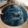 Wilder Wolf Runder Teppich, Teppich für Wohnzimmer Schlafzimmer Sofa Spielzimmer Dekor, Rutschfeste Bodenmatte