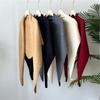 Korean Style Lazy Style Wool Triangle Scarf for Women Autumn and Winter Neck Protection Warm Scarf Solid Color Large Shawl Air Conditioned Room Shawl