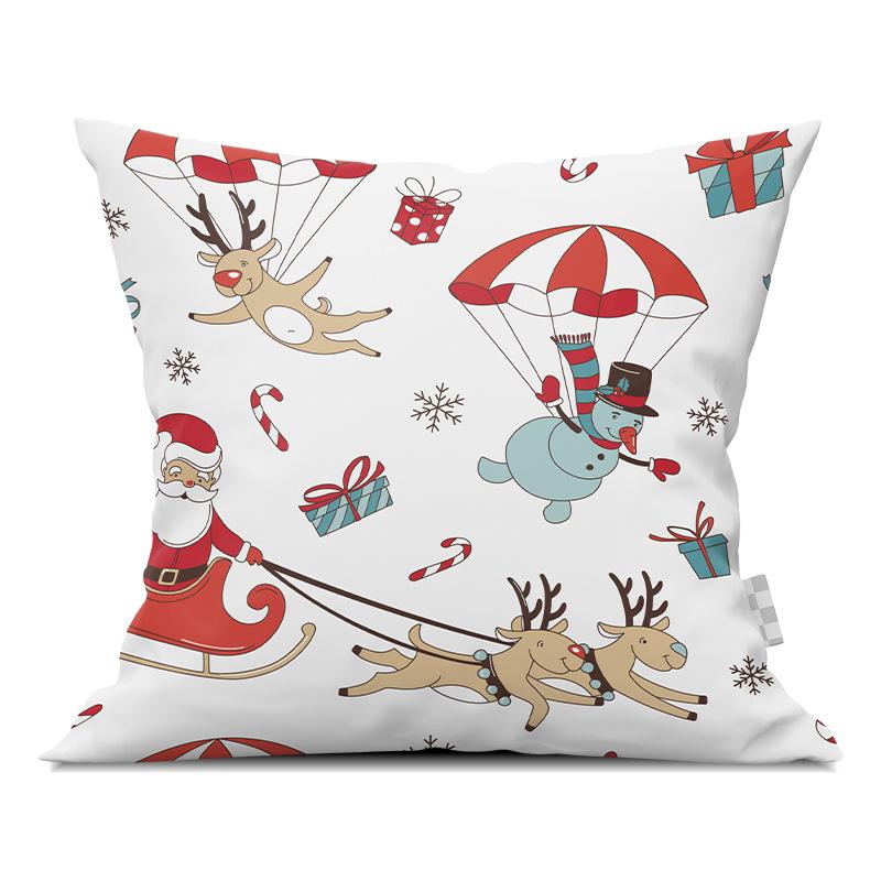 Merry Christmas Pillowcase Cartoon Printing Office Sofa Lumbar Pillow Cover for Home