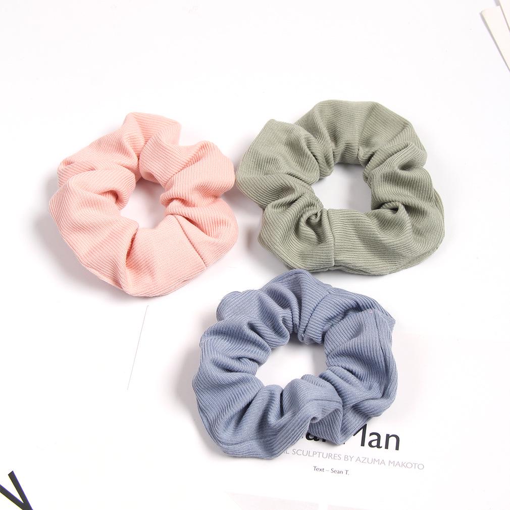 Solid Color Striped Hair Tie for Girls - High Elasticity Ponytail Accessory