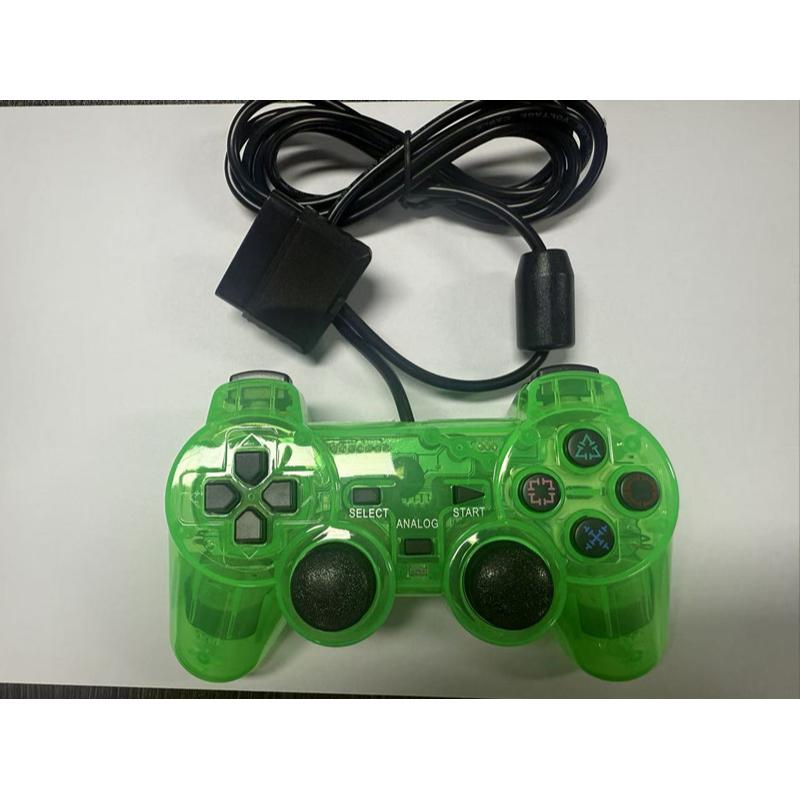 Przewodowy Kontroler do Konsoli PS2 - Przezroczysty Niebieski Gamepad z Podwójną Wibracją 16*10*6cm