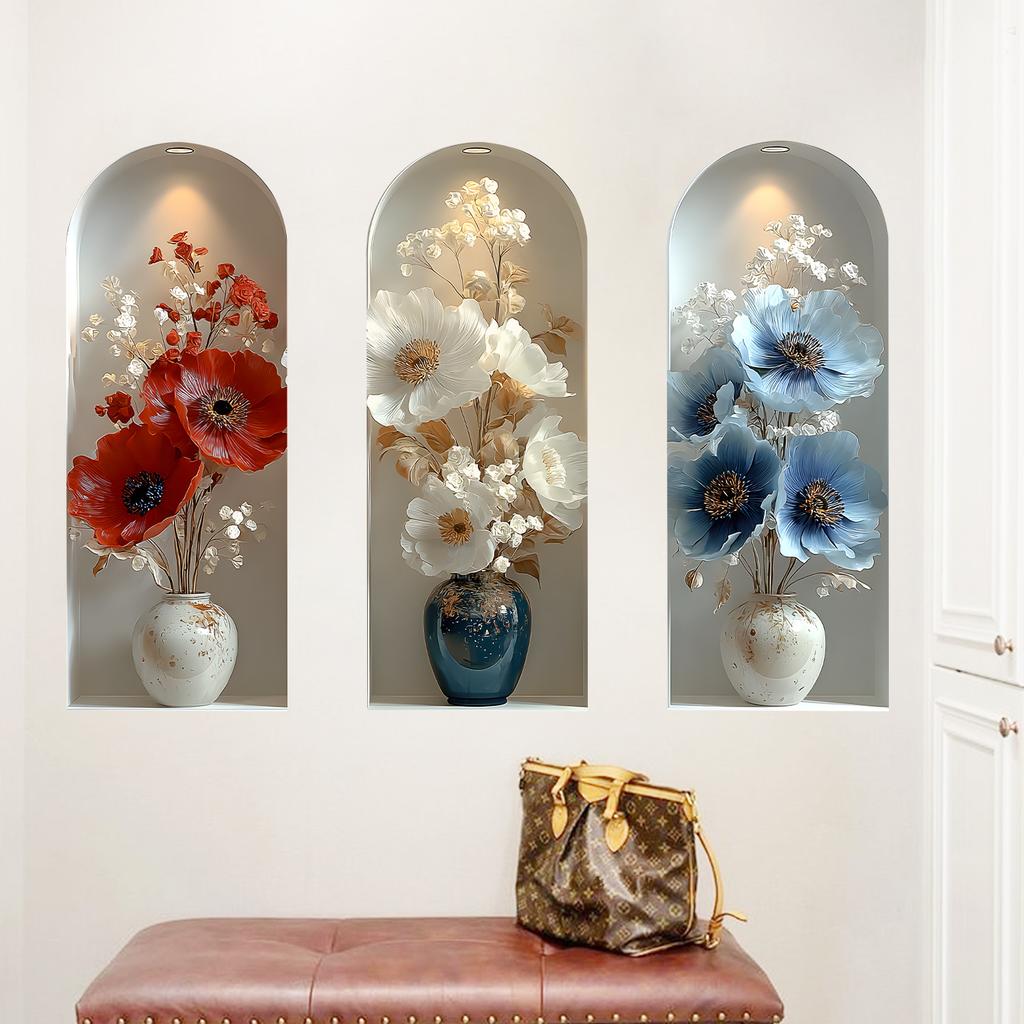 Arched Vase Self-adhesive Bedroom Foyer Living Room Balcony Wall Decoration Sticker