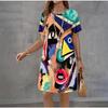 Summer Ladies Abstract Portrait 3D Printed Short Sleeve Dress