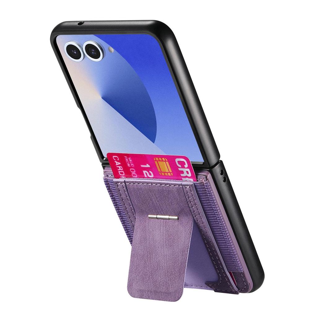 Samsung Z Flip 7/6 Leather Phone Case with Card Slot & Anti-Drop Foldable Screen Protection