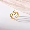 European Titanium Steel Geometric Open Ring – Hip Hop Style with Intersecting Lines