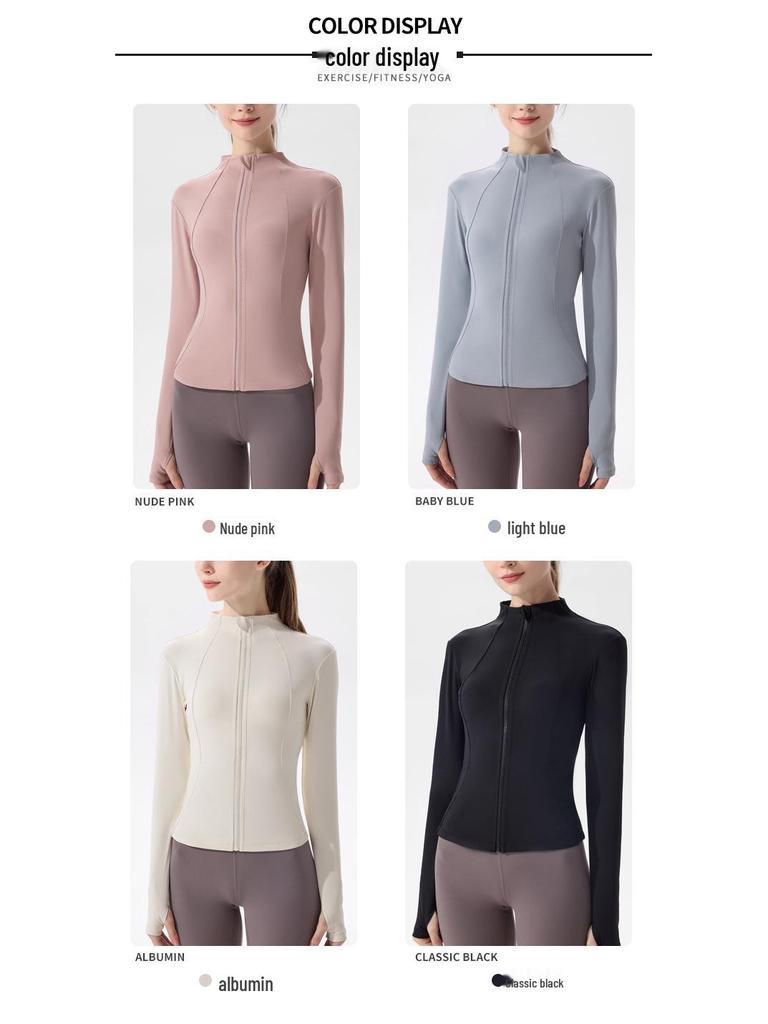 Women's Quick-Dry Long-Sleeve Yoga Jacket - High-End Fitness Top for Spring & Summer