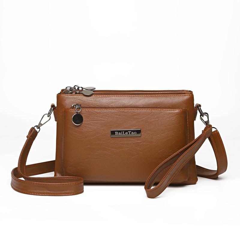 Middle-aged Mother Bag Female PU Messenger Bag Multi-layer Shoulder Bag