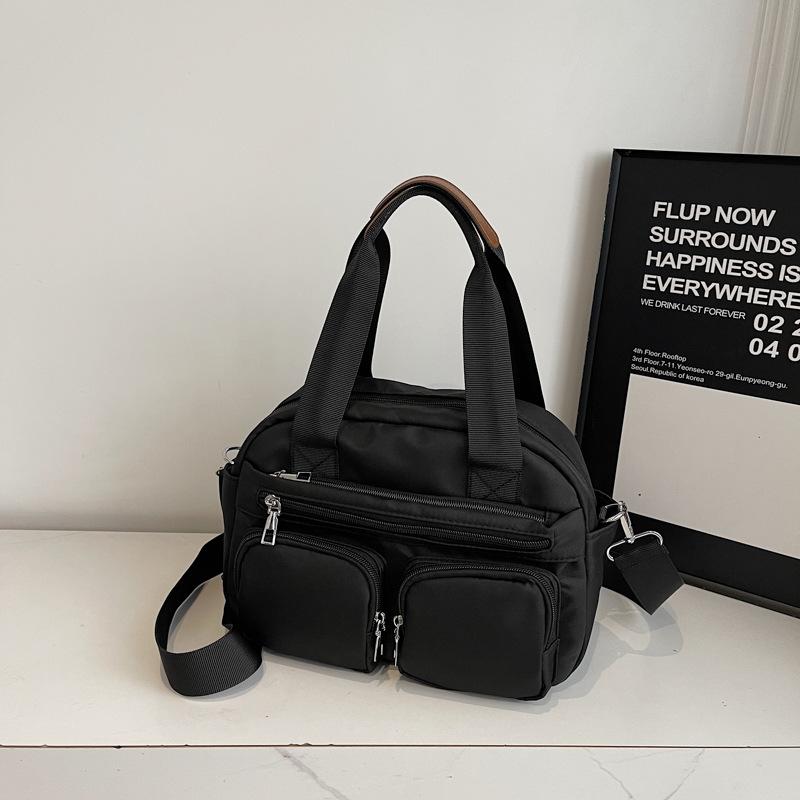 New Korean Style Texture Simple Crossbody Bag Multi Pocket Casual Bowling Bag Oxford Fabric Retro Versatile Shoulder Bag