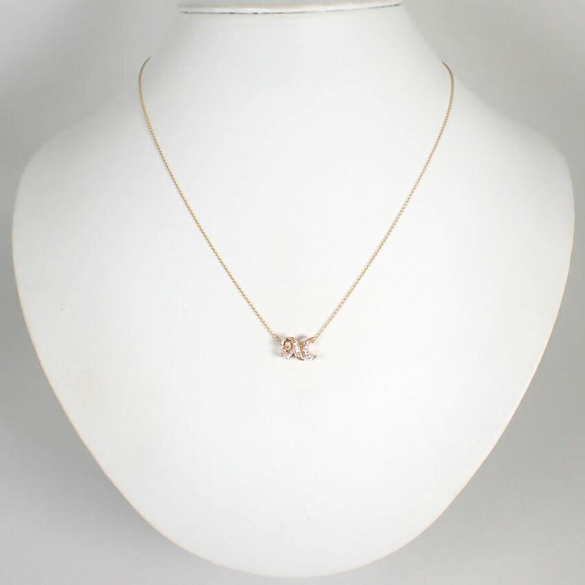 [Used] K18/K18PG Diamond Initial M Pendant Top/j52-2