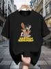 T-shirt Manches Courtes 100% Coton 200g avec Impression Graphique Captain Caveman - Noir Décontracté Été