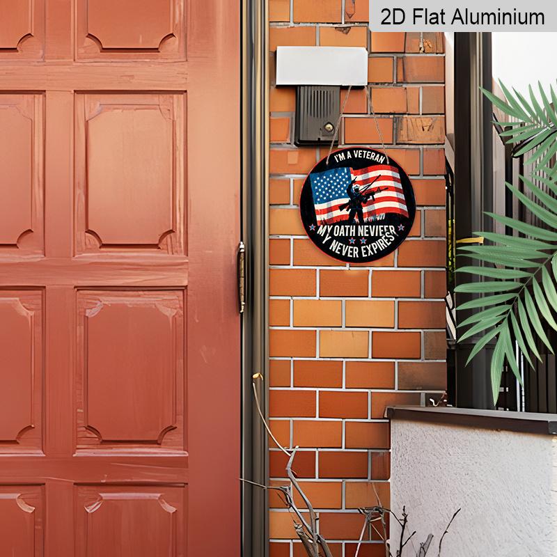 2D Flat 1pc, 8x8 in, I Am A Veteran Themed Circular Aluminum Metal Sign, with Signage for Walls, Rooms, Gardens, Courtyards, Bedrooms, Offices, Home