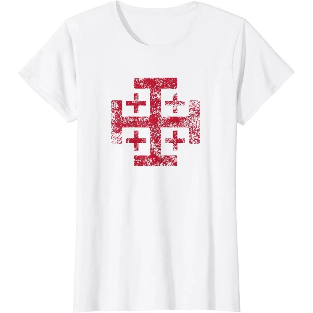 Cavaler Templier Crucea Ierusalimului Regatul Ierusalimului Tricou Bărbați Mânecă Scurtă Casual Gât Rotund Tricou de Vară