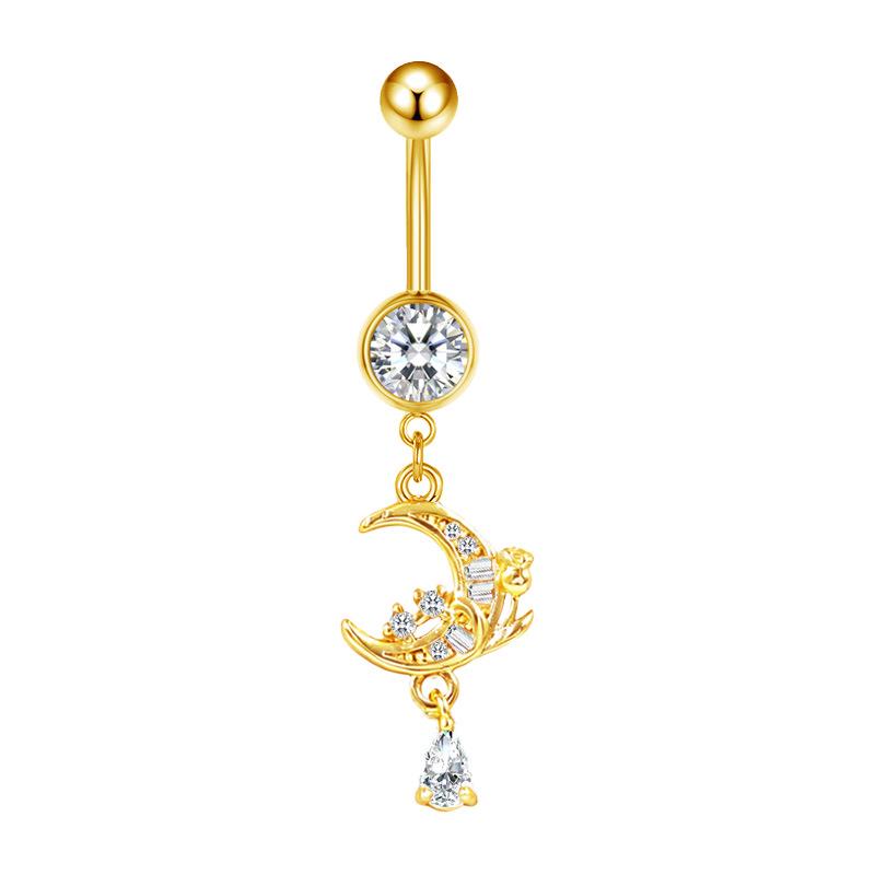 Gaibei Trendy Moon & Heart Navel Ring Jewelry
