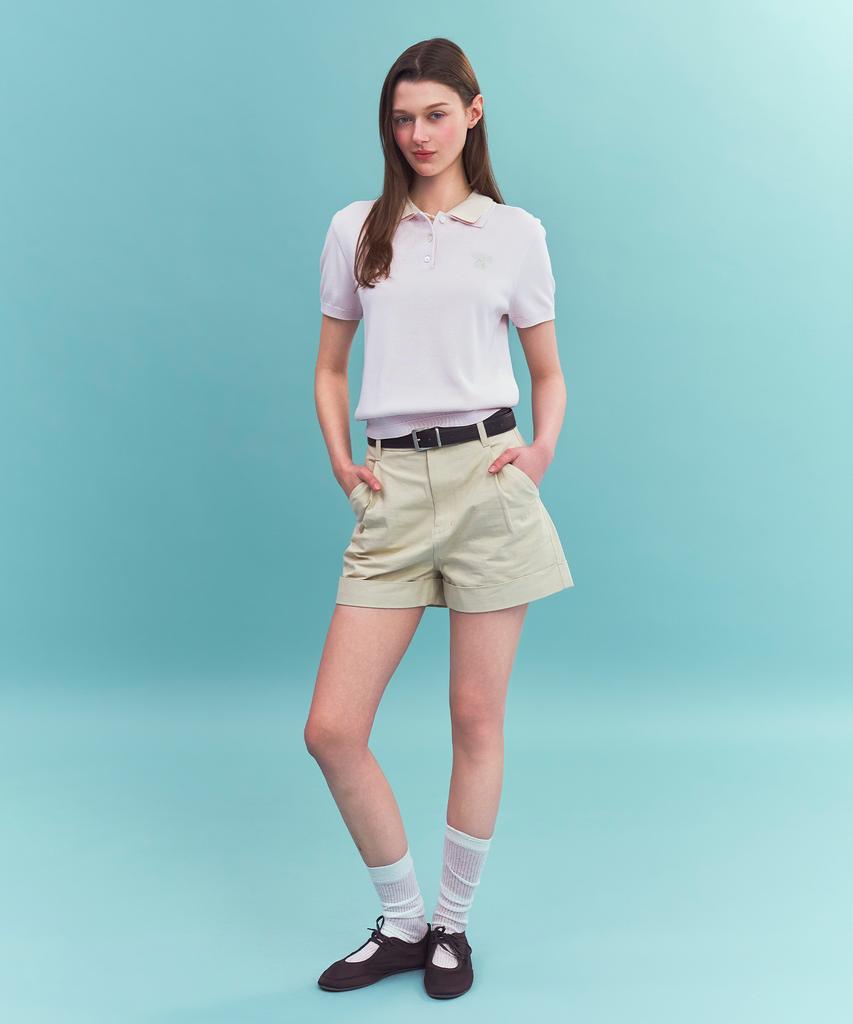 Seteo (W) Classic Collar Half Knit Pink
