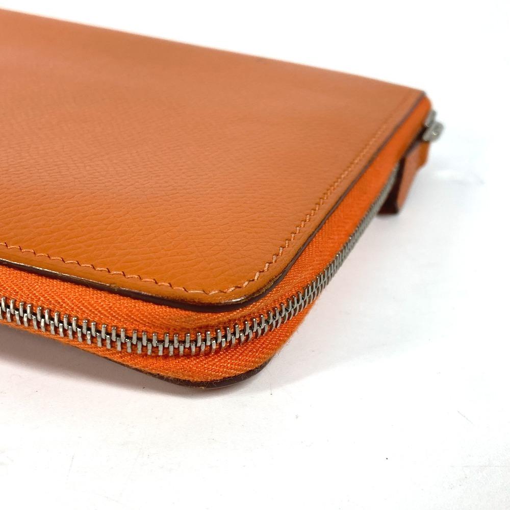 HERMES Azap Integral Long wallet Zip Around Long Wallet Leather Orange