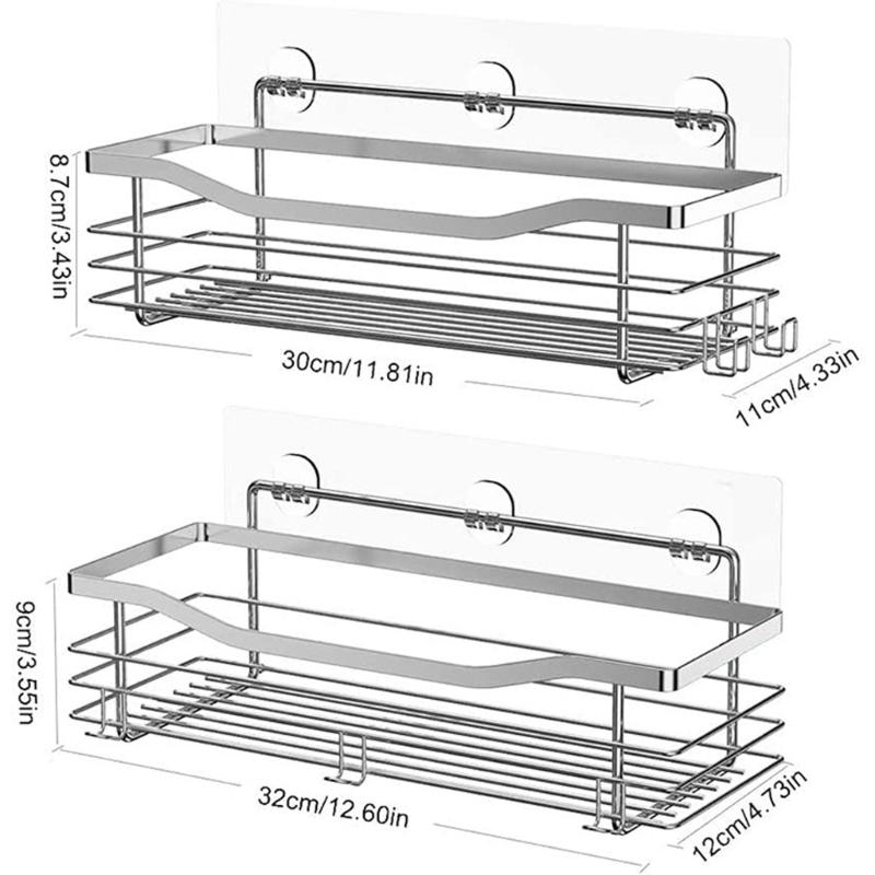 Badezimmer Duschhalter Langlebige Edelstahl Kleberegale Rostfreies Design zur Aufbewahrung von Shampoo und Spülung