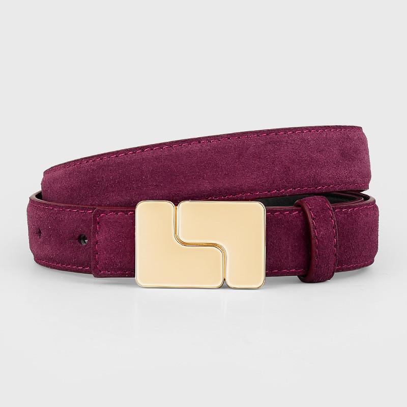 

Leather Belt For Women With Snap Closure And Suede Finish For Casual And Formal Wear AngoraRed