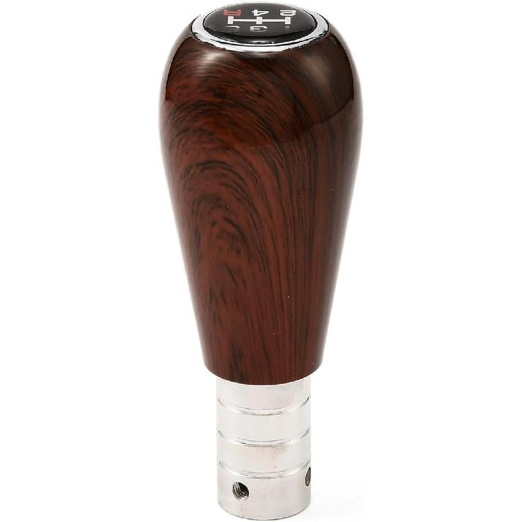 Wood Grain Gear Shifter Knob, Universal Car Gear Shift Manual Knobs Aluminum Alloy Stick Shift Handle with 3 Threaded Adapters M8 M10 M12, Style A