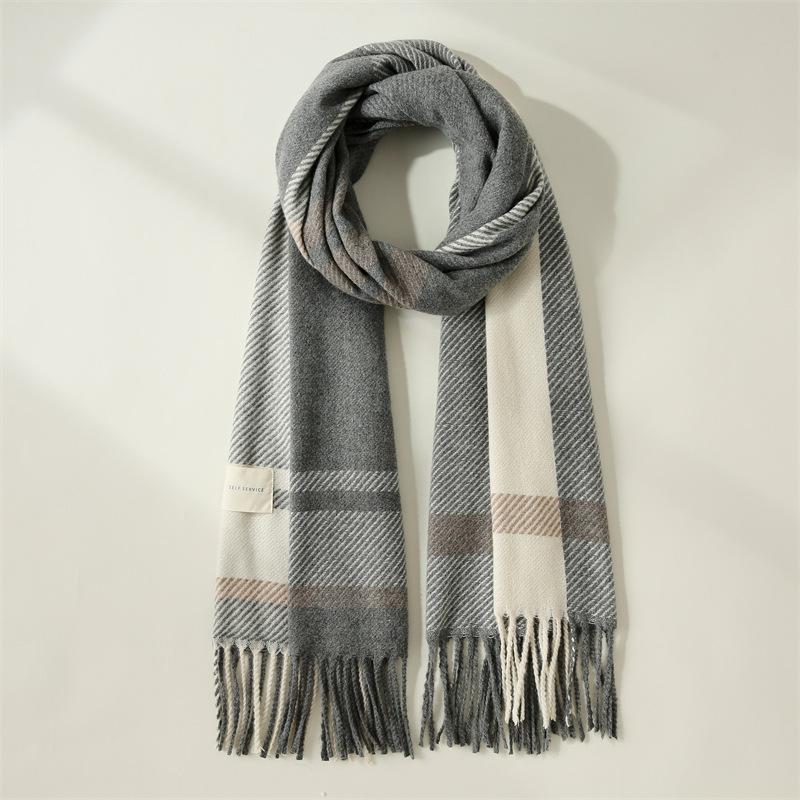 2025 new imitation cashmere scarf women's sweet color matching striped scarf shawl warm scarf