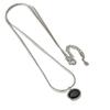 Su Chuang S925 Sterling Silver Oval Black Agate Women's Necklace - Chic Clavicle Chain with Versatile Cool Ins Style Design.