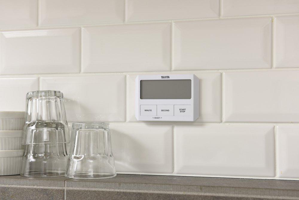 Tanita TD-409 WH Kitchen Study Timer with Suction Cup, Thin, White, Glass-Mounted