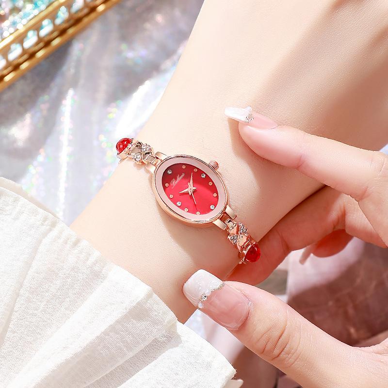 

Jewelry Bracelet Watches, High Value, Simple Fashion Temperament, Light Luxury, Diamond-Encrusted Vintage Oval Watches, Women S Watches красный