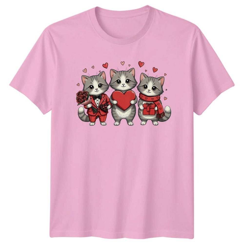 Three Cute Kittens Giving Flowers TShirt Valentines Day Cats