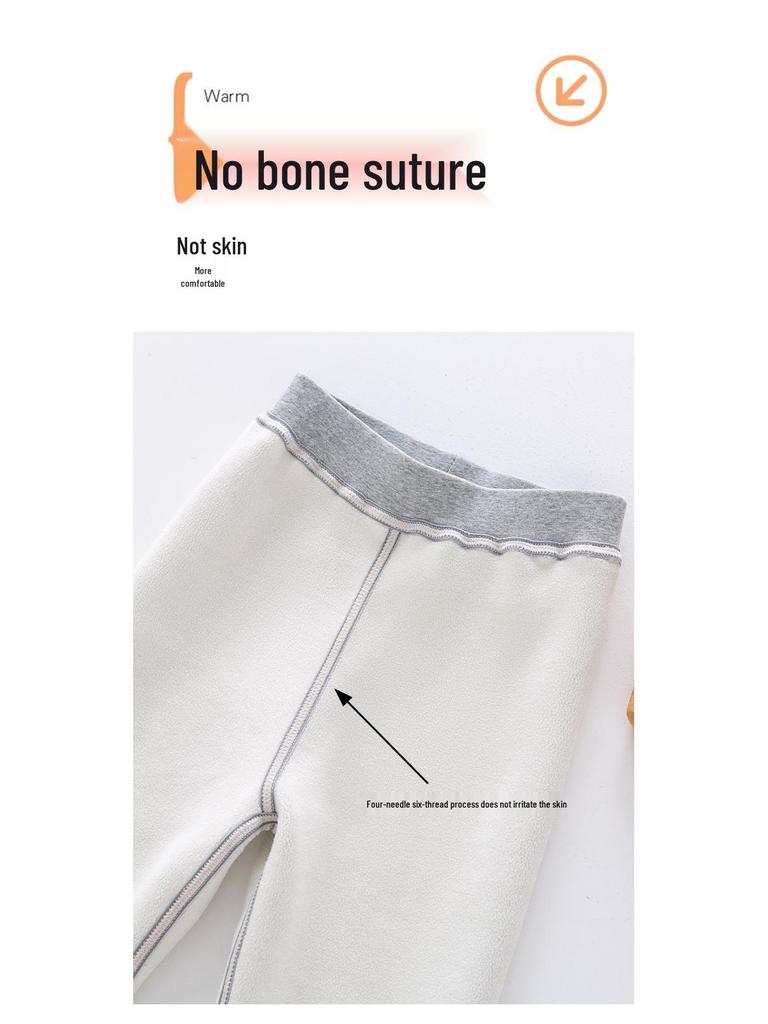 2025 Autumn/Winter Seamless Fleece-Lined Children's Leggings - Fashionable and Thickened for Girls